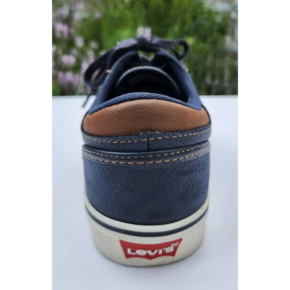 Levis Shoes Mens Size 10 Navy Brown Perforated Low Top Casual Sneakers Comfort
